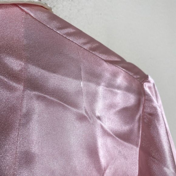 Pink K Light Pink Satin Floral Embroidered Pajama Long Sleeve Lounge Top Large - Picture 9 of 10